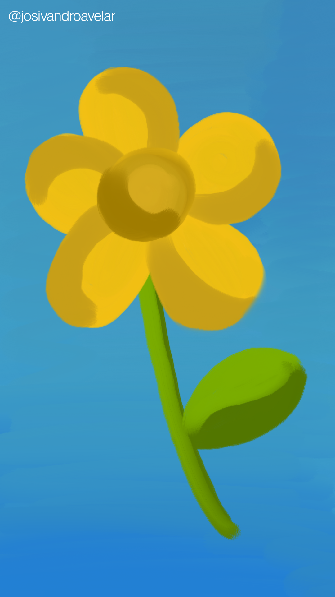 Artes digitais: quando quis pintar uma flor 1 Quando eu quis pintar uma flor, eu pintei uma flor amarela sobre um fundo azul.