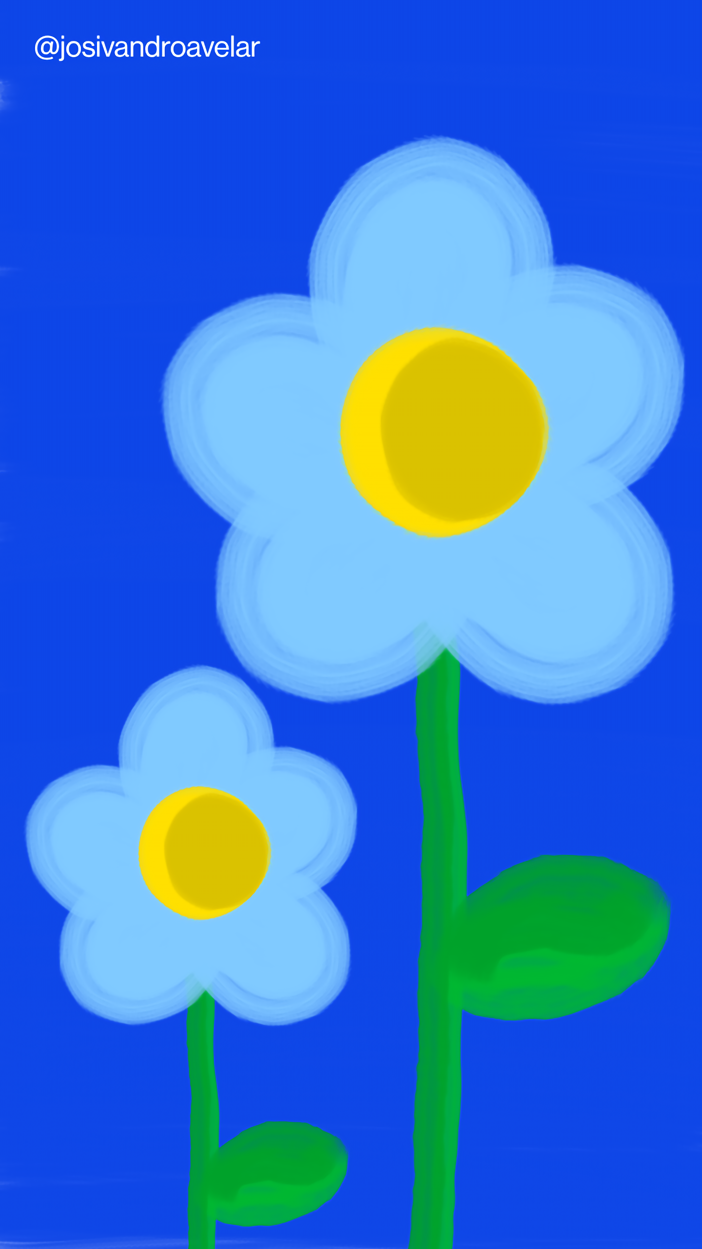 Bora desenhar? #042 1 Flores da estação em tons azuis claro, sobre fundo azul escuro.