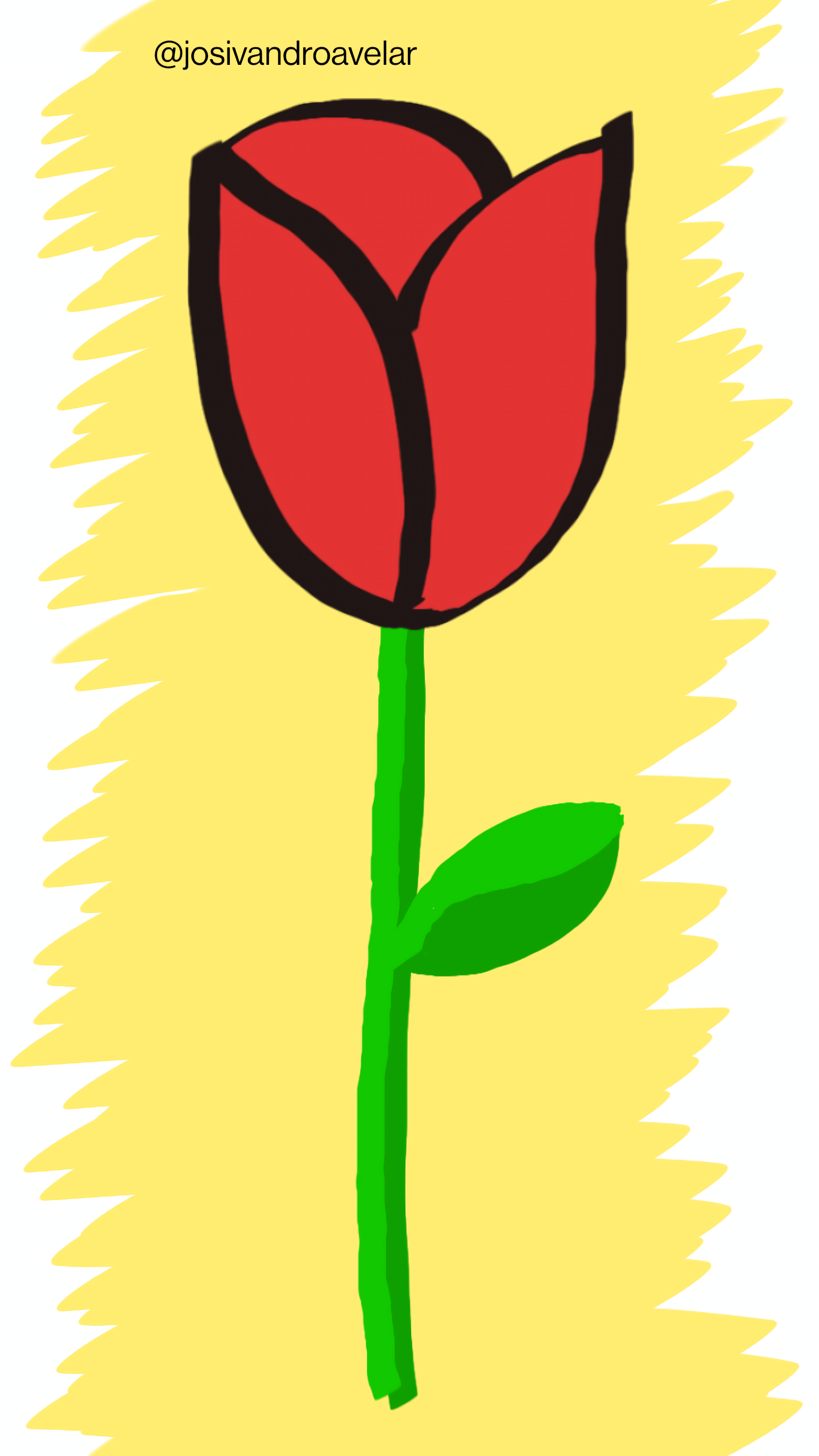 Artes digitais: uma rosa que há de marcar 1 Uma rosa que há de marcar com pétalas vermelhas, sobre fundo amarelo.