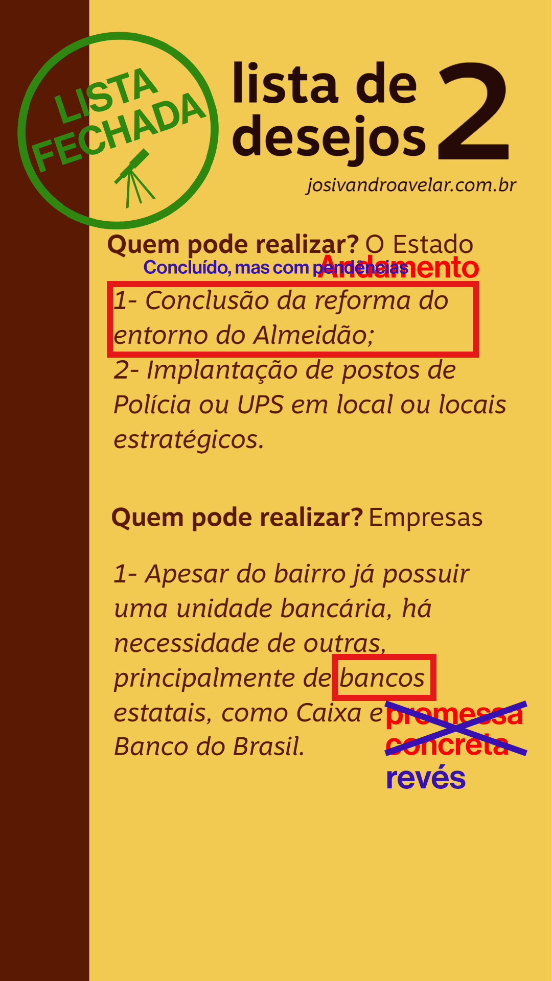 Balanço final da segunda Lista de Desejos 2020-2024 1 Segunda Lista de Desejos de Josivandro Avelar 2020-2024.