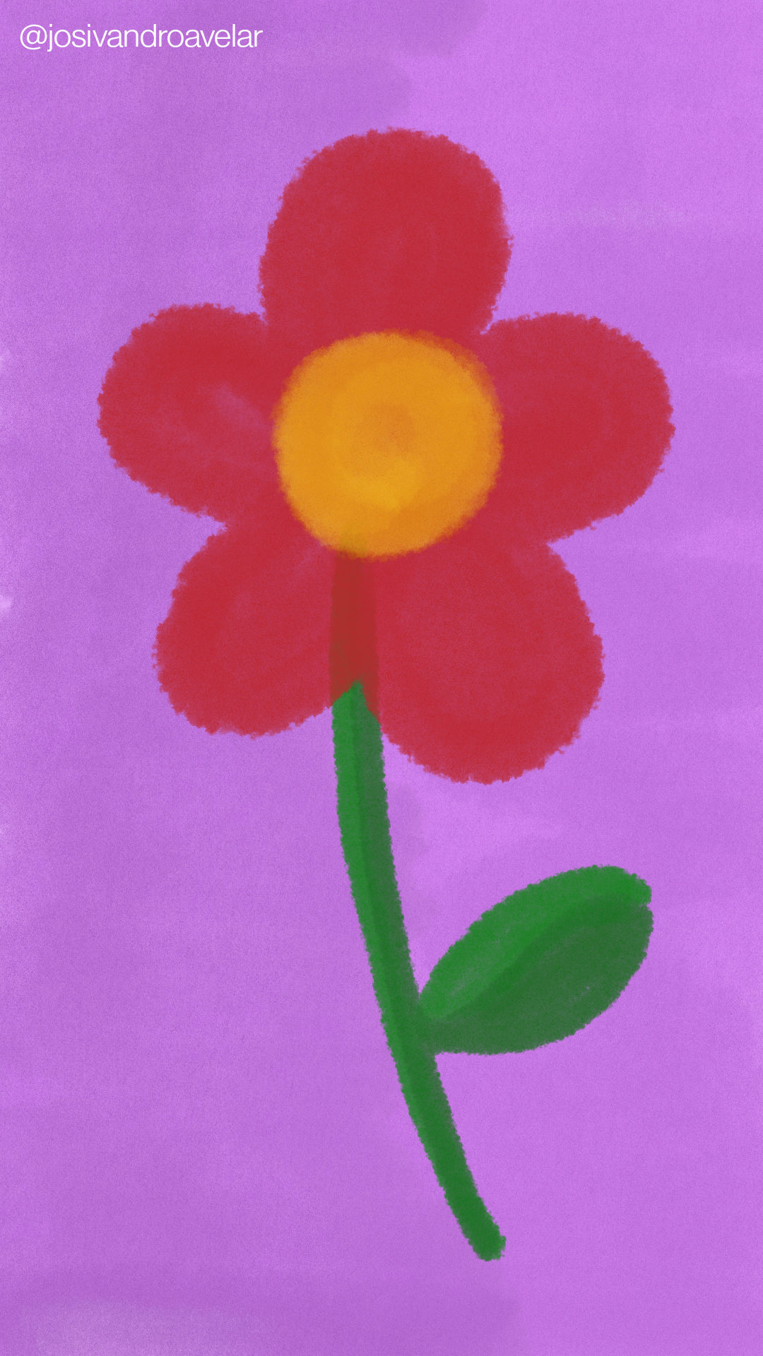 Artes digitais: num instante, uma flor 1 Num instante, uma flor vermelha sob fundo em tons de violeta.