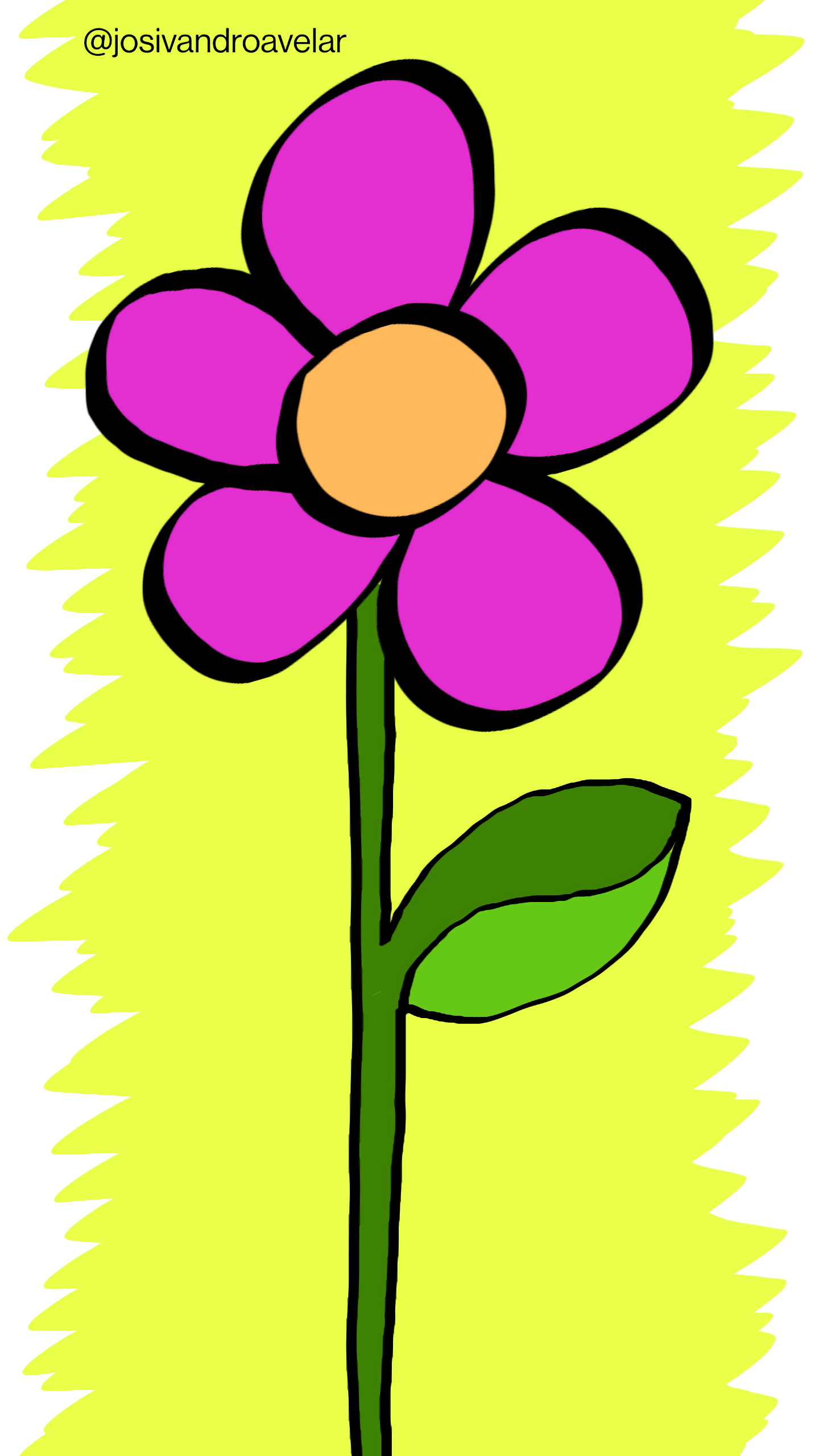 Artes digitais: flor intensa 1 Flor intensa, de pétalas em tom de violeta, sobre fundo amarelo esverdeado.