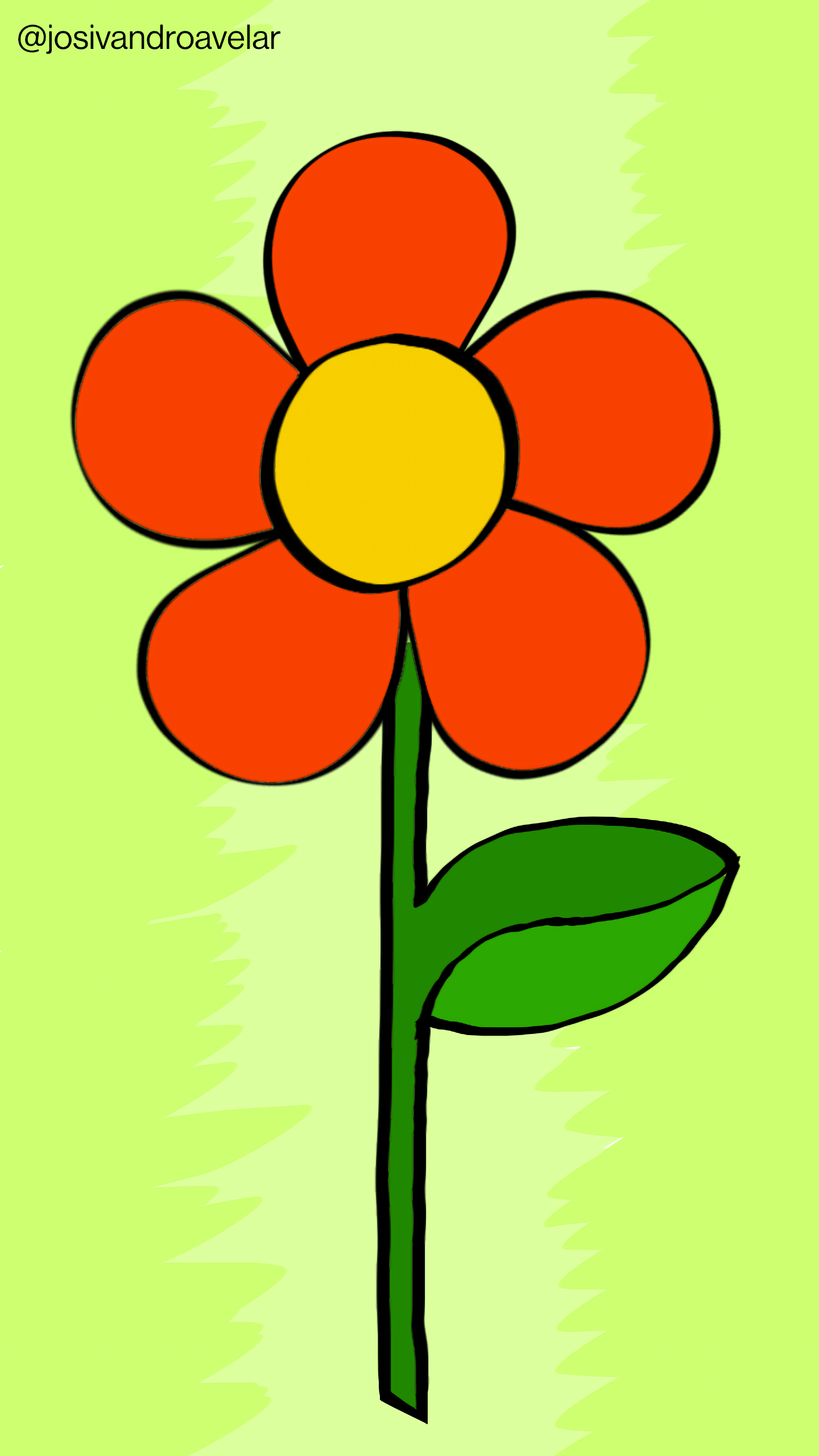 Artes digitais: flor vibrante 1 Flor vibrante de pétalas vermelhas sobre fundo em tom de verde claro.