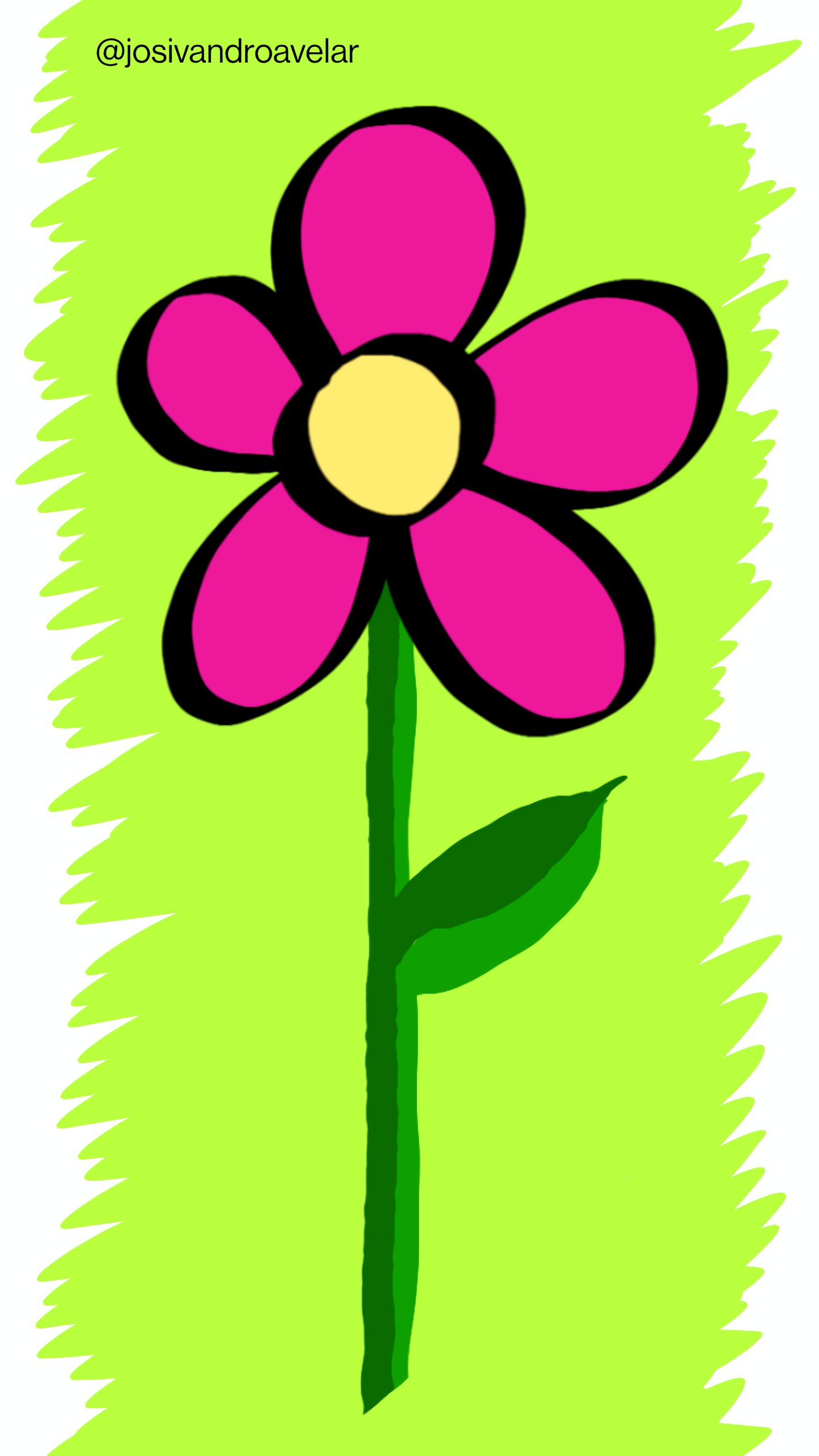 Artes digitais: a flor que nem eu entendi (mas gostei assim mesmo) 1 A flor que nem eu entendi, mas gostei assim mesmo. Ela tem pétalas em tom de magenta, sobre um fundo verde sobre branco.