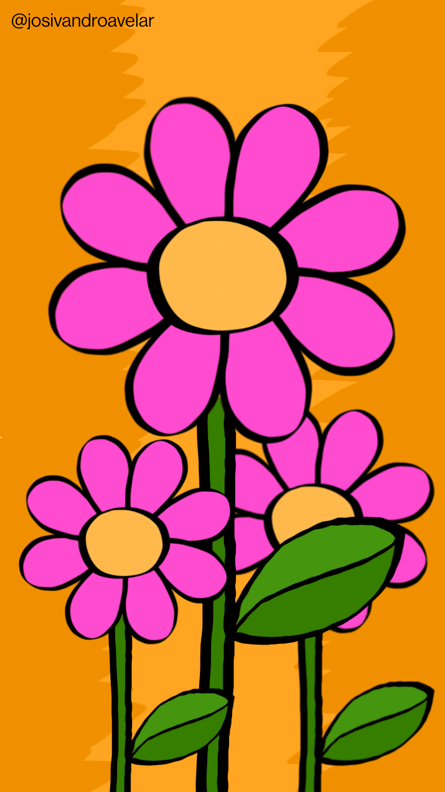 Artes digitais: sobre as cores das flores 1 Sobre as cores das flores em tom de magenta, sobre fundo em tons de laranja.