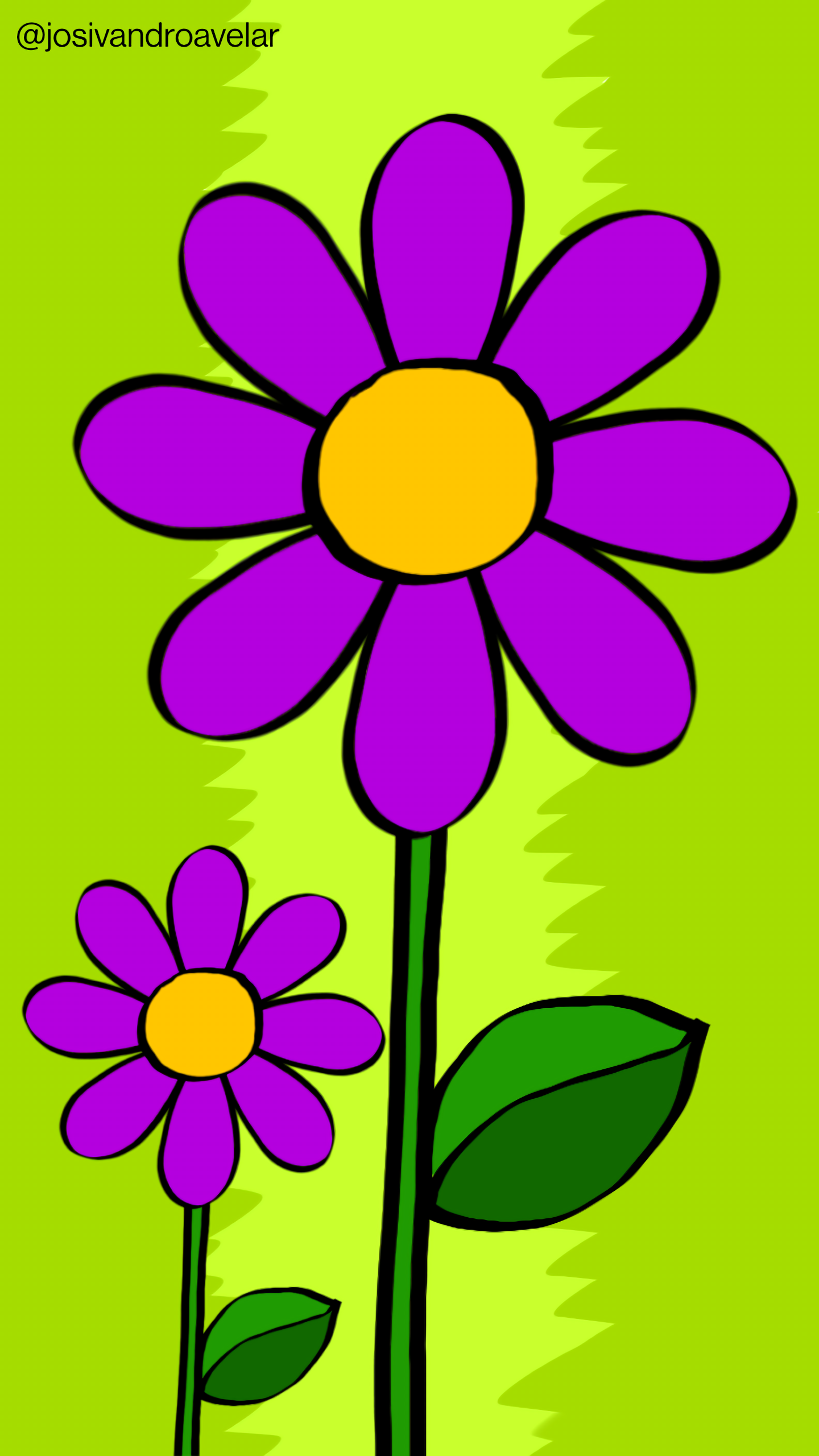 Artes digitais: campo de violetas 1 Campo de violetas sobre fundo em tons de verde.