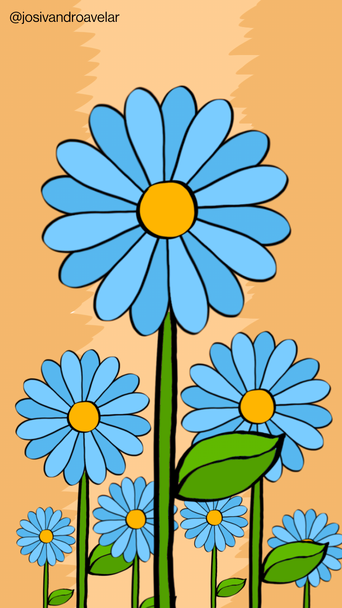 Artes digitais: flores de pastel 1 Flores de pastel, com pétalas em tons de azul pastel, sobre fundo em tons de bege pastel.
