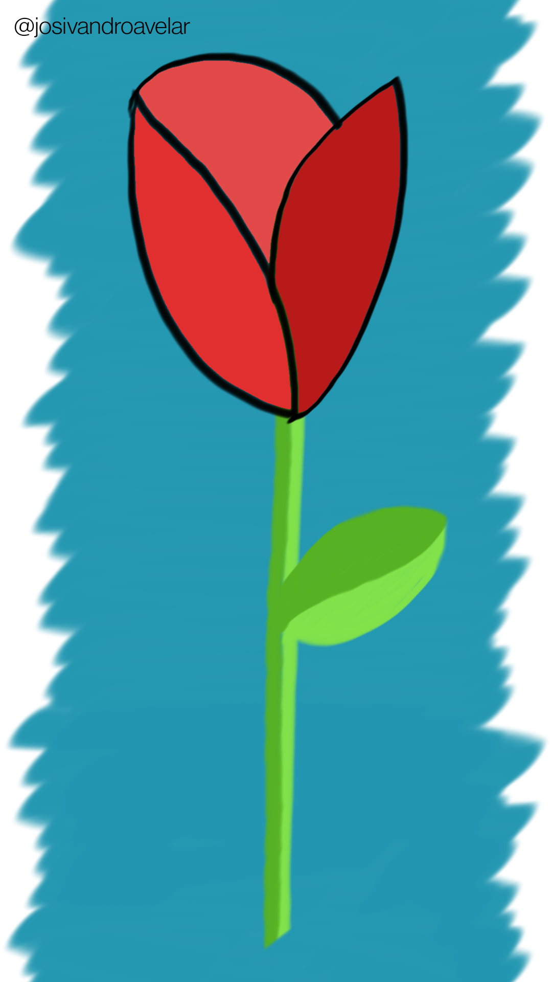 Artes digitais: em busca de uma rosa 1 Em busca de uma rosa vermelha, sobre um fundo azul pintado.