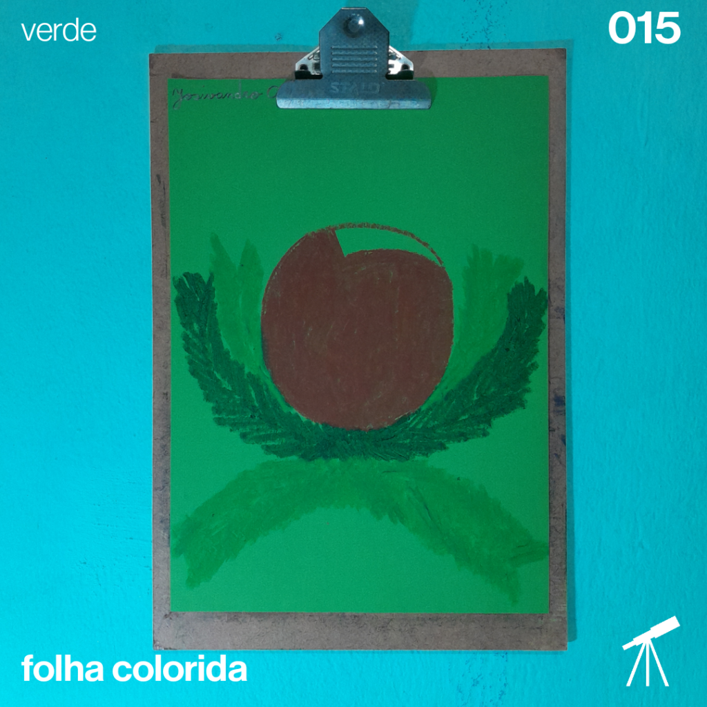 #FolhaVerde 015 - Arranjo de Natal 1 Arranjo de Natal, composto por uma bola vermelha e folhas verdes.
