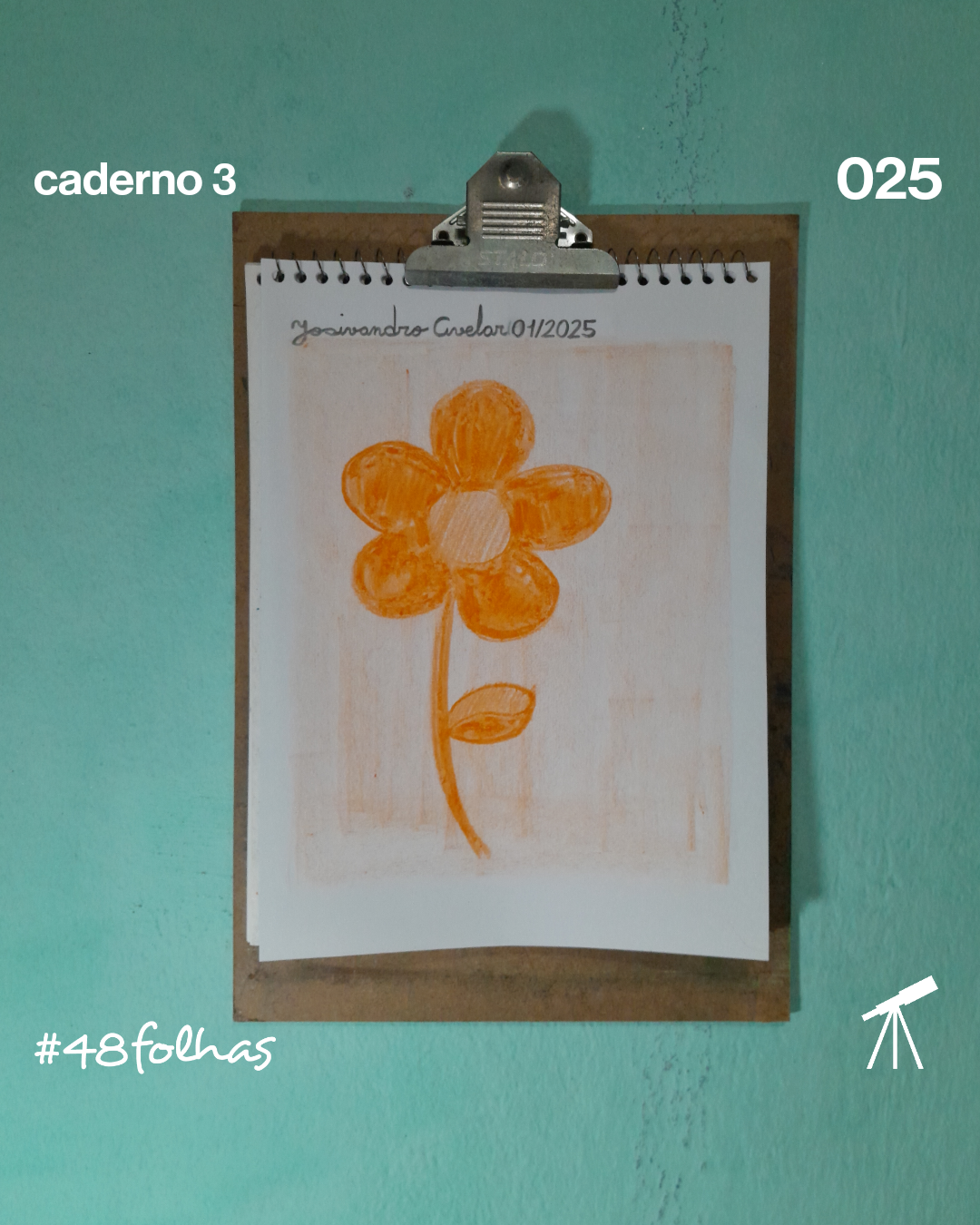 #48folhas caderno 3 - 025: Flor de laranja 1 Flor de laranja, feito com giz de cera.
