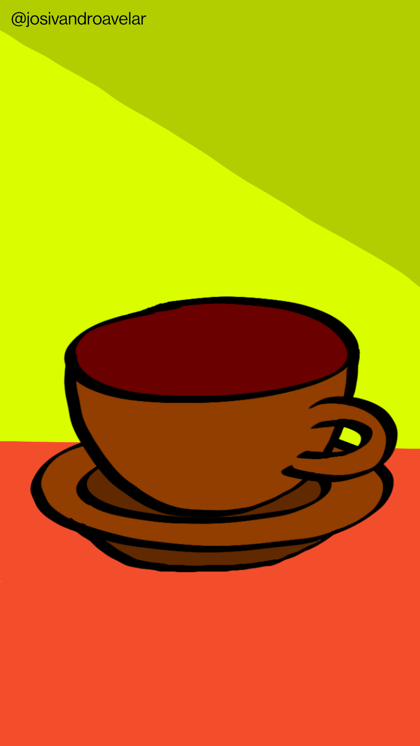 Artes digitais: sabe aquele café que lhe desperta? 1 Sabe aquele café que lhe desperta? Servi em uma xícara em tons de marrom, sobre uma mesa em tons de madeira, em uma parede em tons de amarelo.