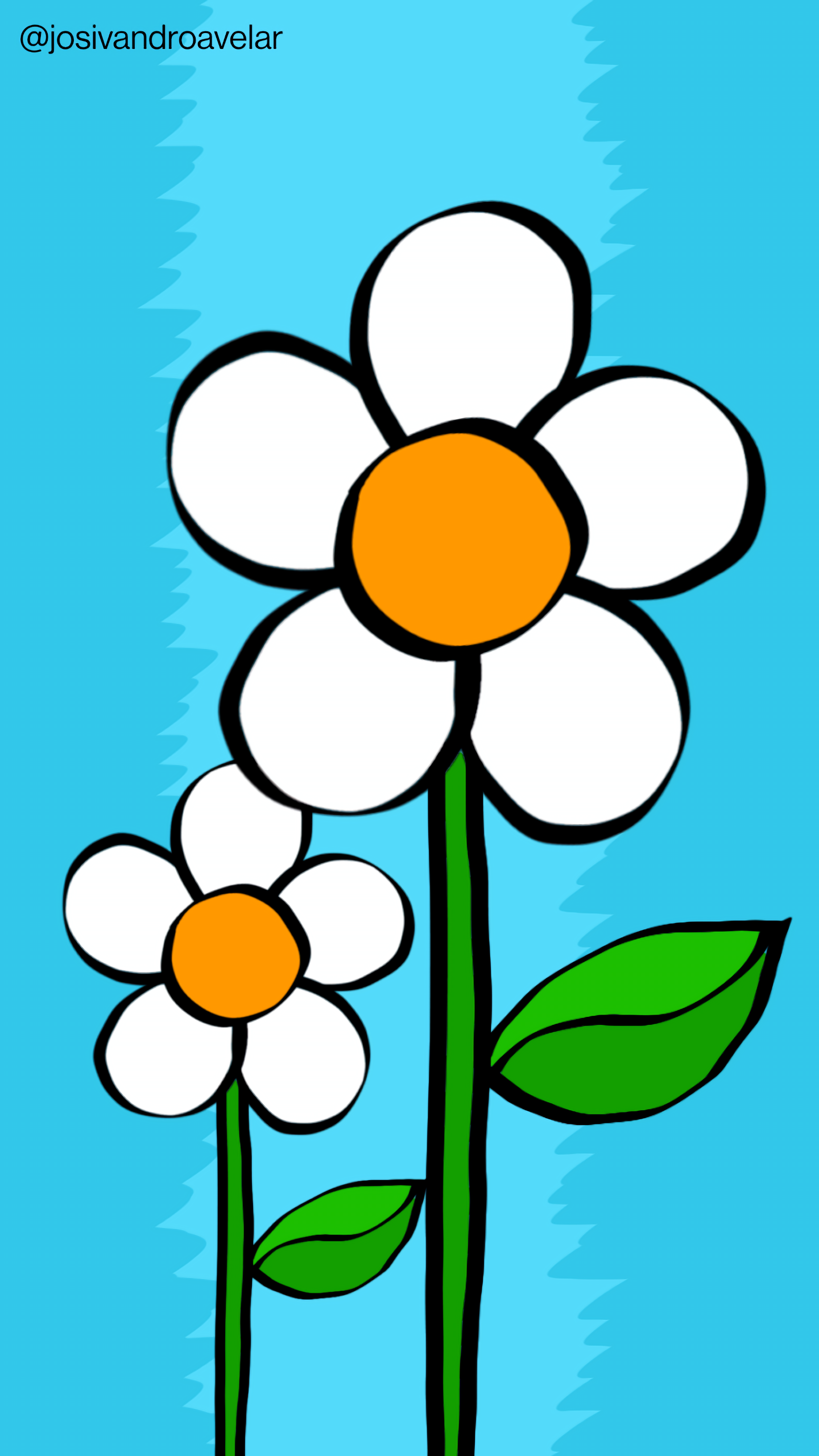 Artes digitais: duas flores brancas 1 Duas flores brancas sobre um fundo em tons de azul.