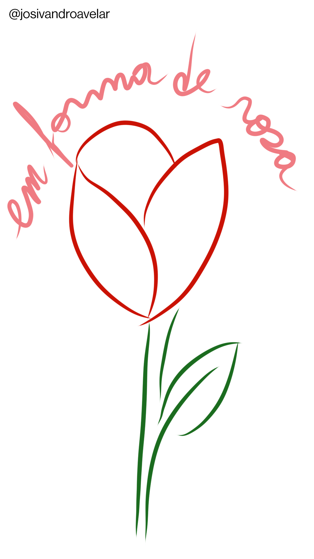 Artes que falam: em forma de rosa 1 Um desenho em forma de rosa, trazendo uma rosa em linhas e curvas em tons de rosa e verde.