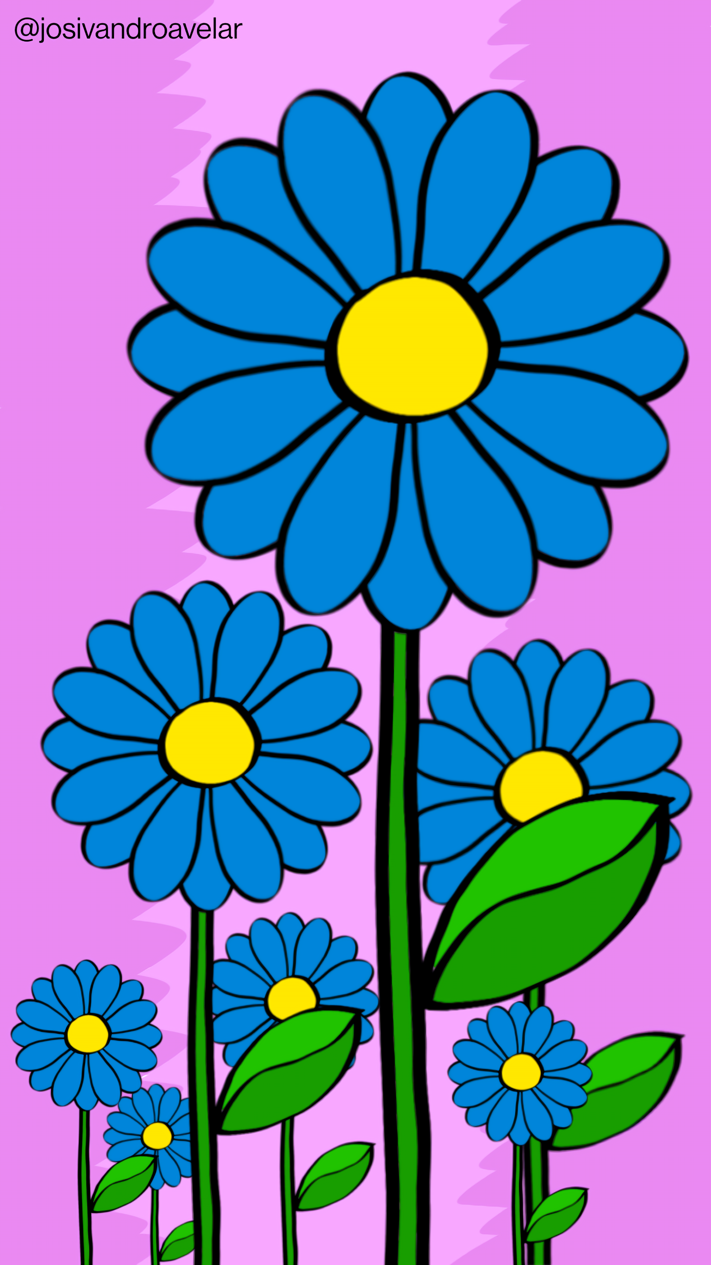Artes digitais: flores azuladas 1 Flores azuladas, com pétalas em tons de azul, sobre um fundo em tons de violeta.