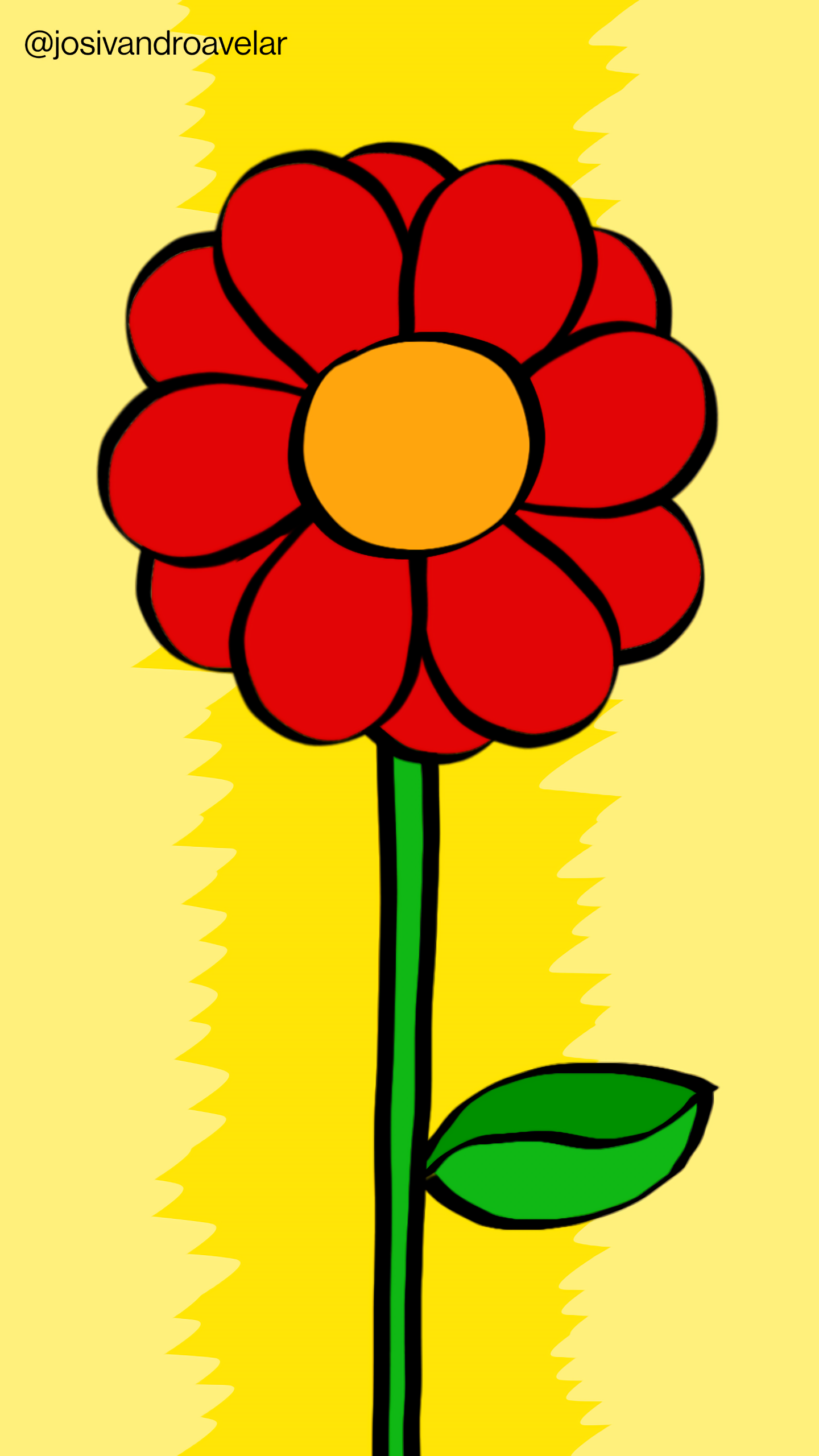 Artes digitais: flor redonda 1 Flor redonda com pétalas em tons de vermelho, sobre um fundo em tons de amarelo.