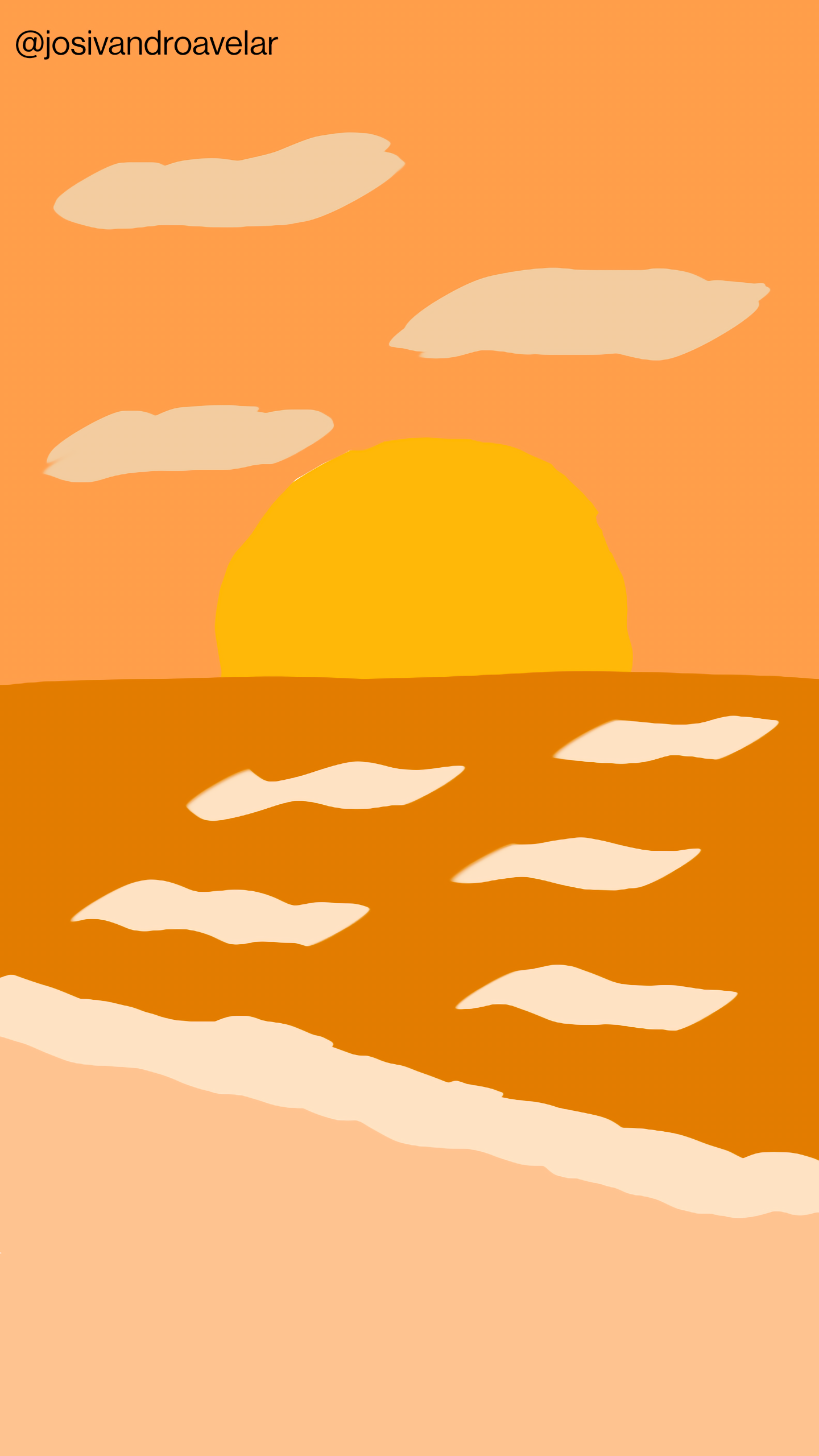 Artes digitais: o despertar de um novo dia 1 O despertar de um novo dia, que surge numa praia em tons quentes de laranja no mar e no céu, representando o brilho dos primeiros raios do Sol.