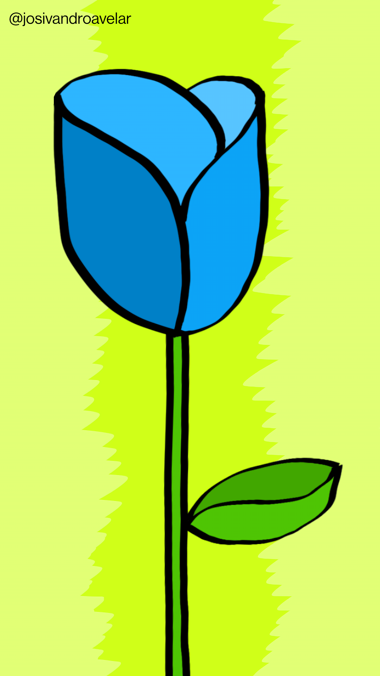 Artes digitais: rosa azul 1 Rosa azul, com pétalas em tons de azul, sobre um fundo em tons de verde marcante.