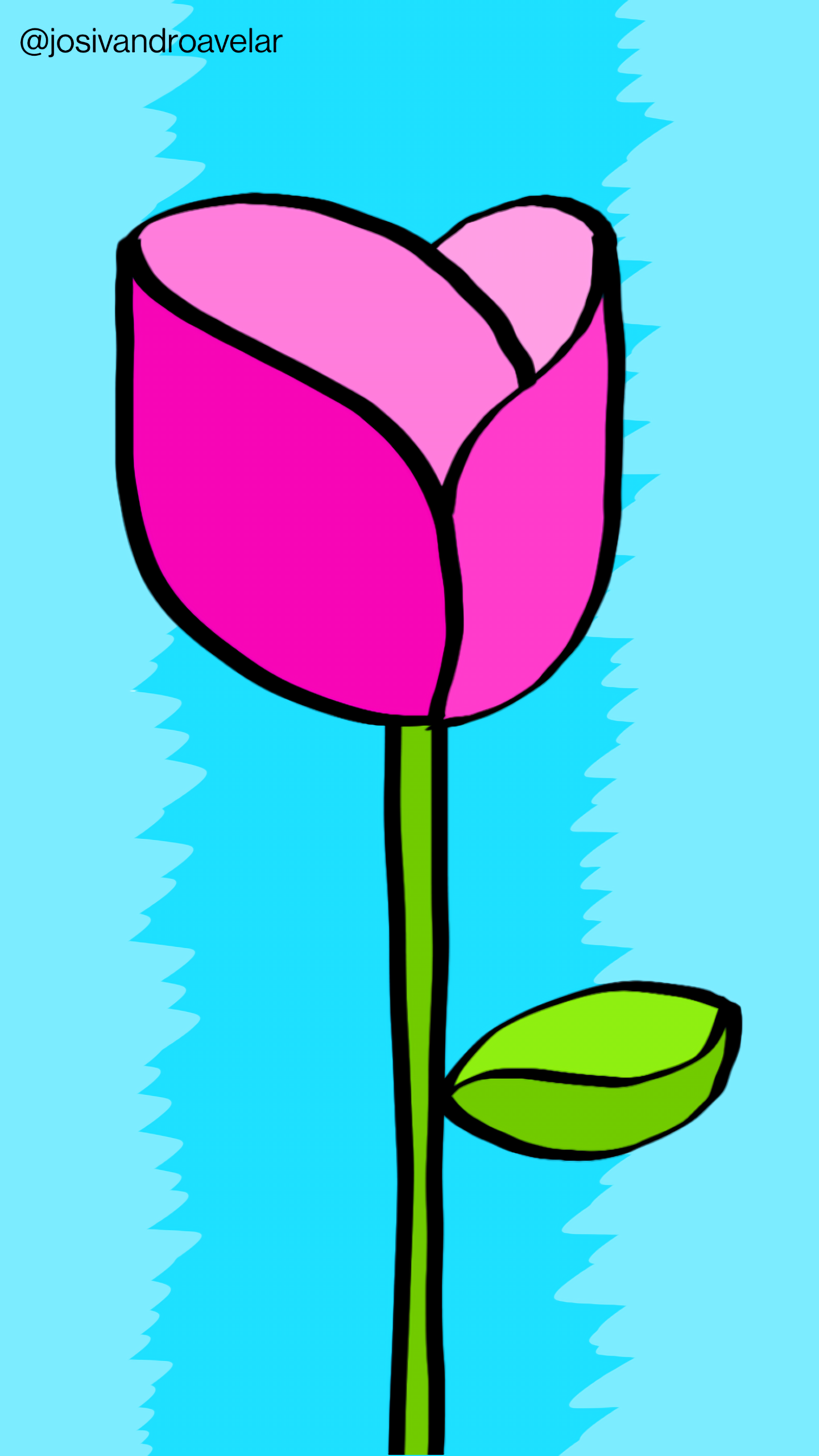 Artes digitais: rosa suave 1 Rosa suave de pétalas cor de rosa, sob fundo em tons de azul suave.