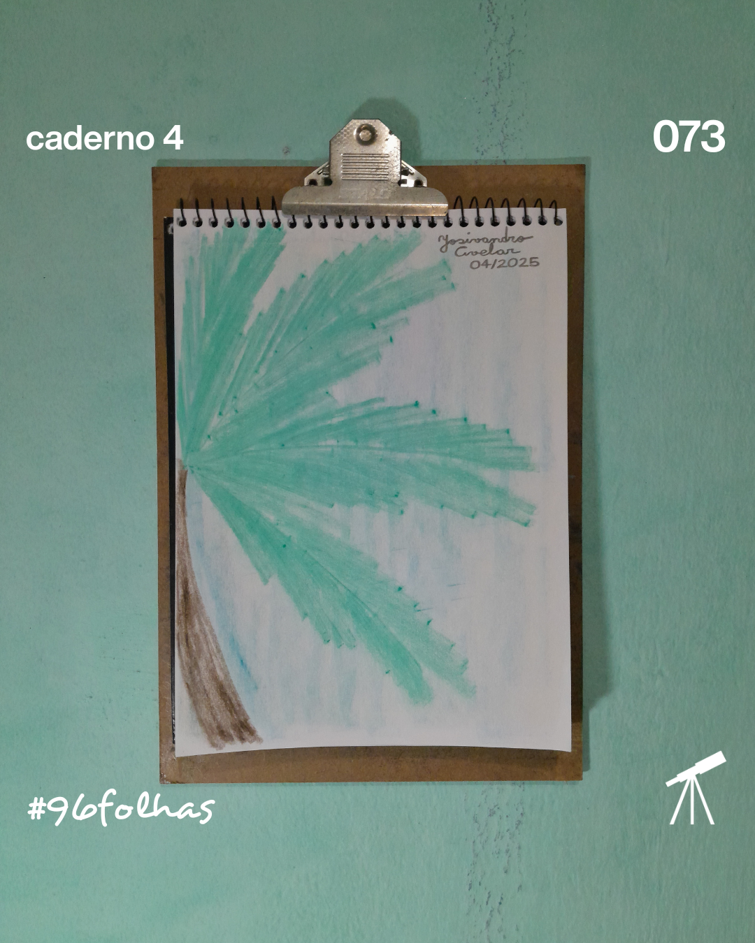 #96folhas caderno 4 - 073: Sombra do coqueiro 1 A sombra do coqueiro, desenhada com giz de cera.
