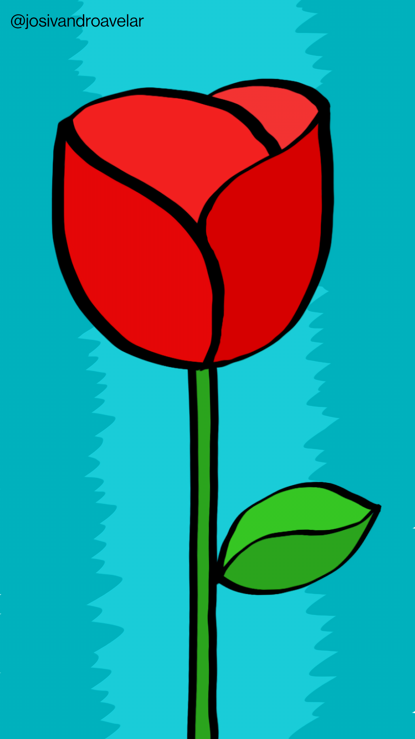 Artes digitais: rosa sobre o azul 1 Rosa sobre o azul, com pétalas em tons de vermelho, sobre um fundo em tons de azul.