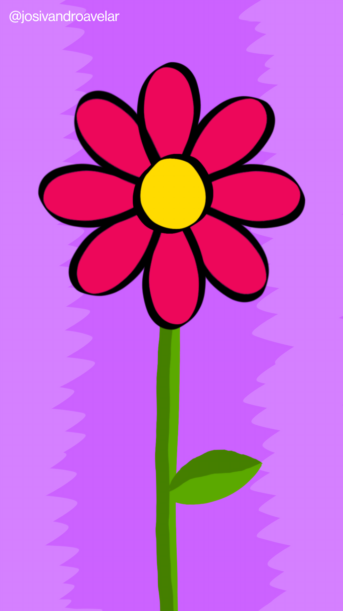 Artes digitais: cores vivas no jardim 1 Flor com pétalas em tons de vermelho, sobre um fundo em tons de violeta, representando cores vivas no jardim.