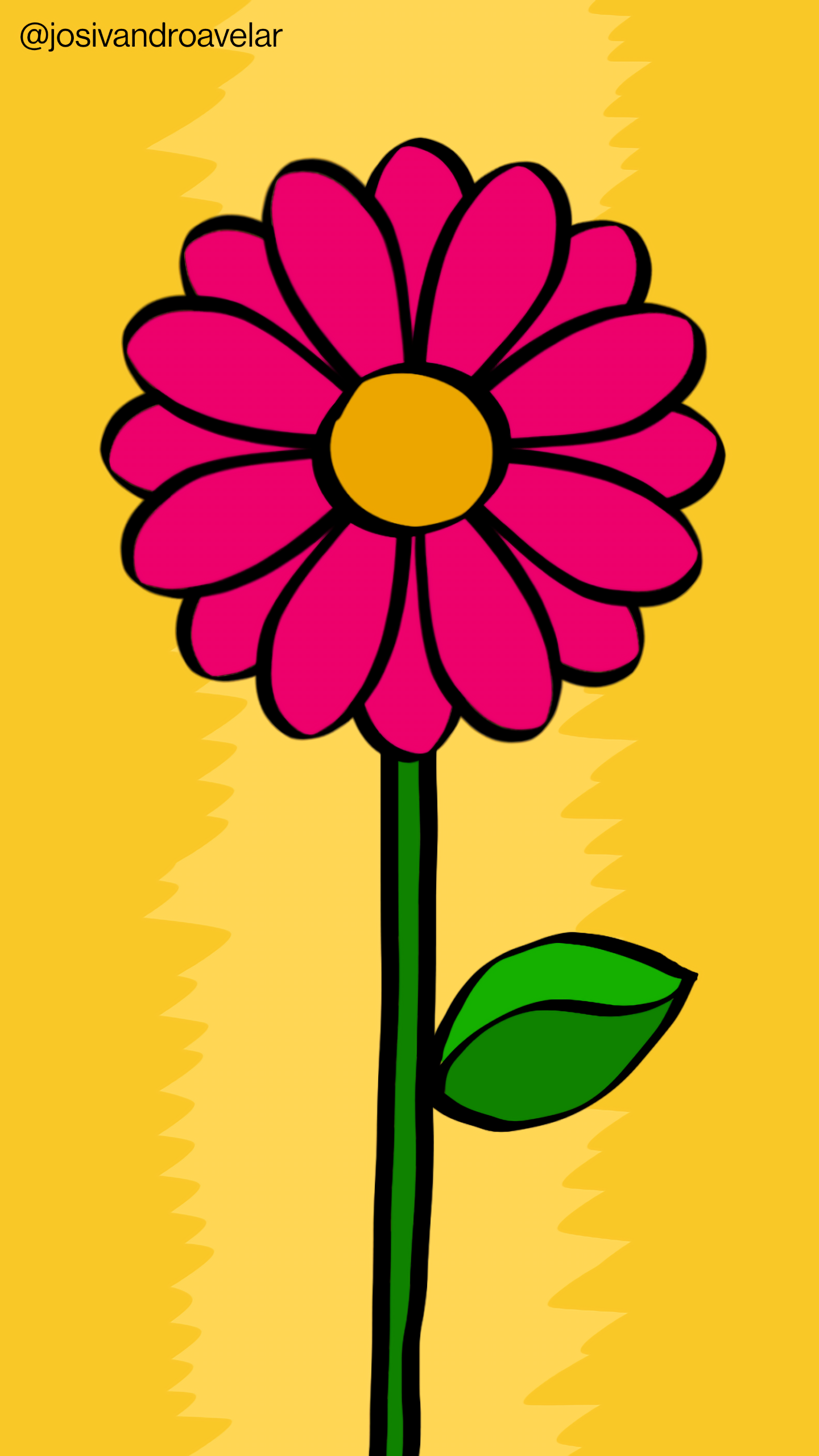 Artes digitais: flor marcante 1 Flor marcante com pétalas em tom de magenta, sobre um fundo em tons de amarelo.