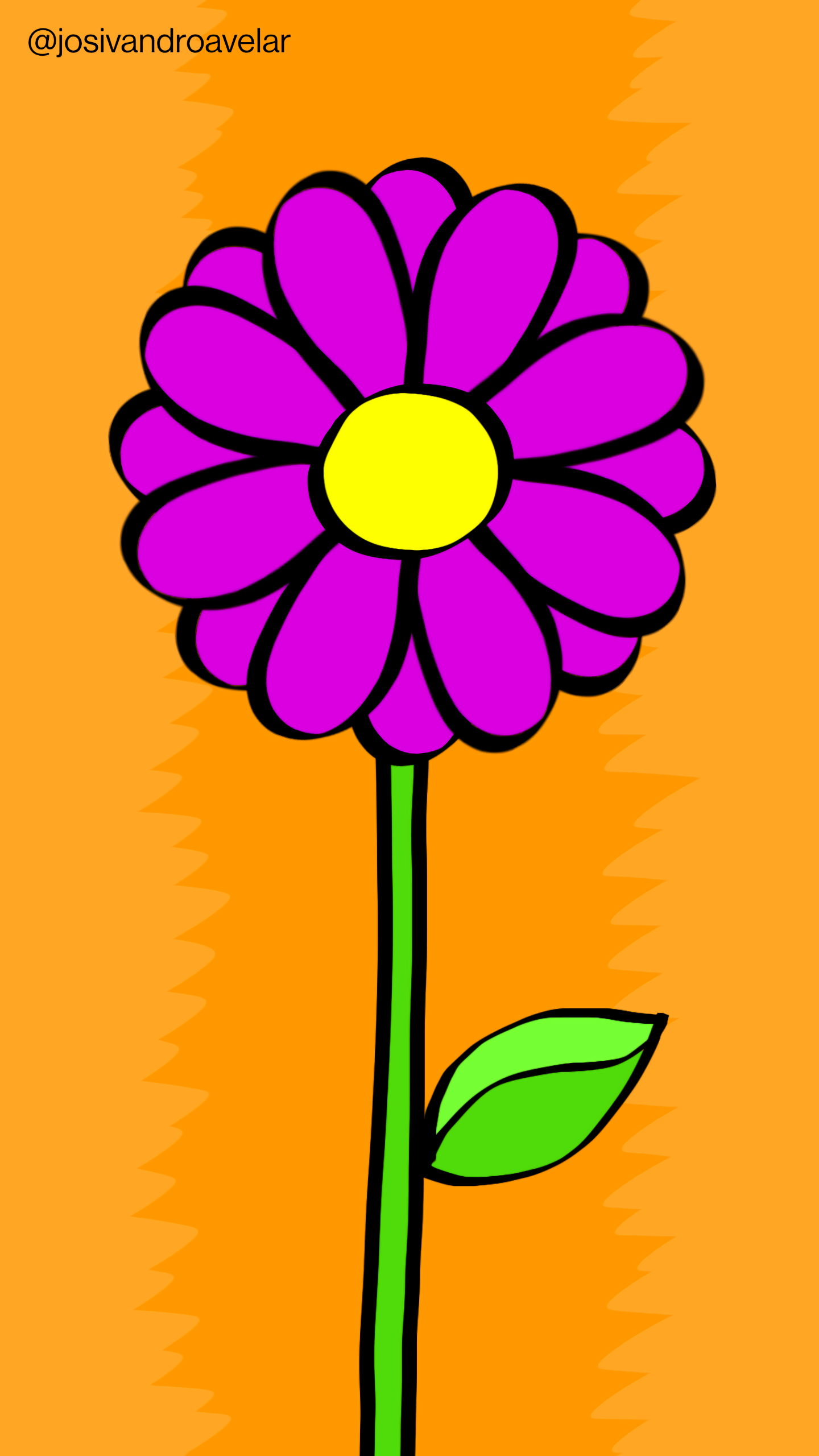 Artes digitais: sinta a flor 1 Sinta a flor com pétalas em tons de violeta, sobre um fundo em tons de laranja.