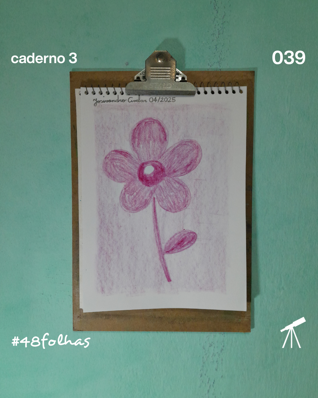 #48folhas caderno 3 - 039: Flor de vinho 1 Flor de vinho, desenhada com giz de cera.