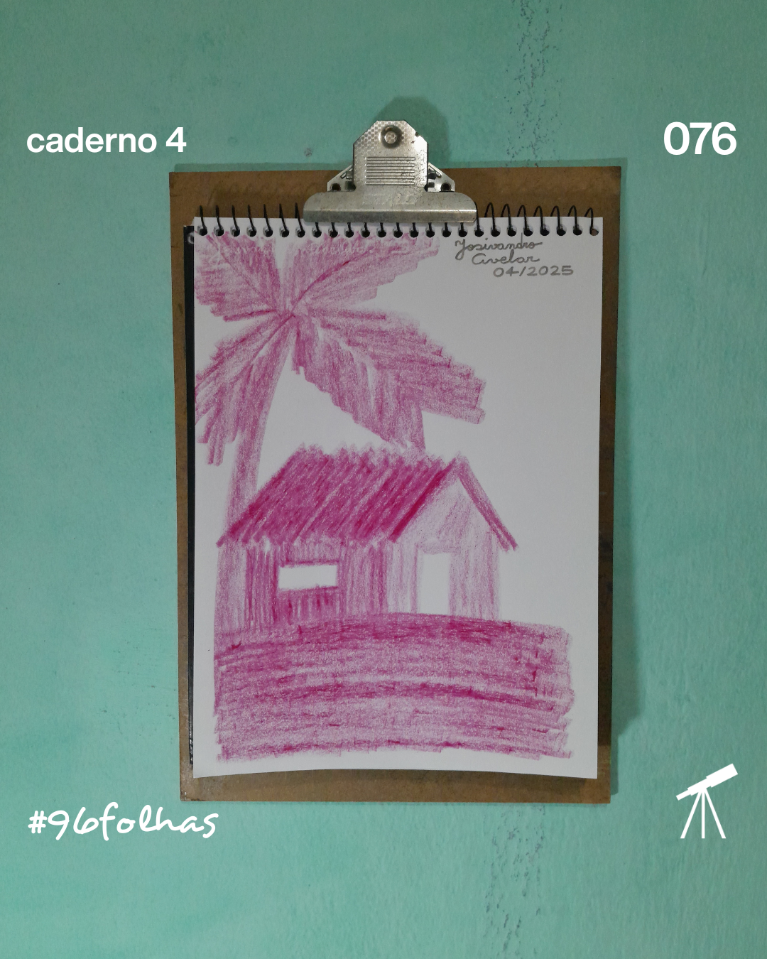 Cabana de vinho desenhada com giz de cera.
