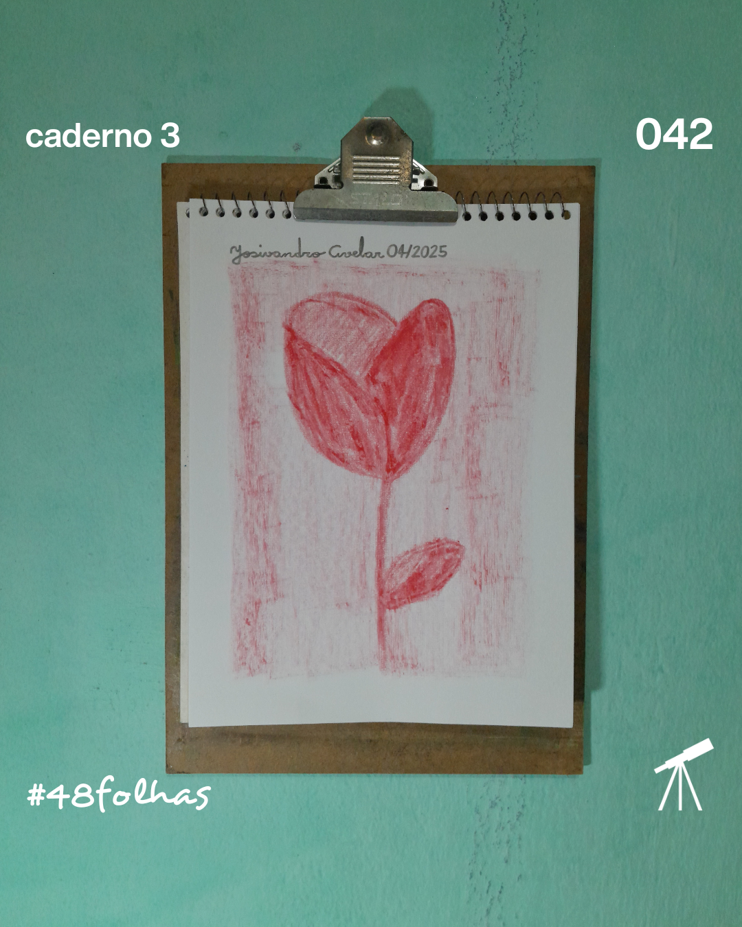#48folhas caderno 3 - 042: Rosa intensa 1 Rosa intensa, em vários tons de vermelho.