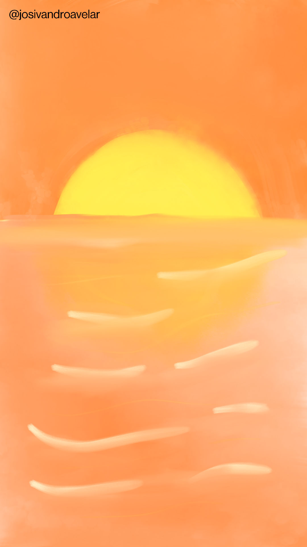 Artes digitais: 2025, nasce um novo ciclo 1 Nasce um novo ciclo como nasce o Sol, no reflexo do mar, em tons de amarelo e laranja.