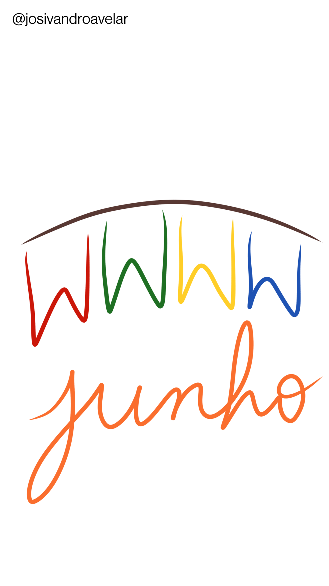 Artes que falam: junho 1 Junho, com bandeirolas coloridas de São João desenhadas com linhas.