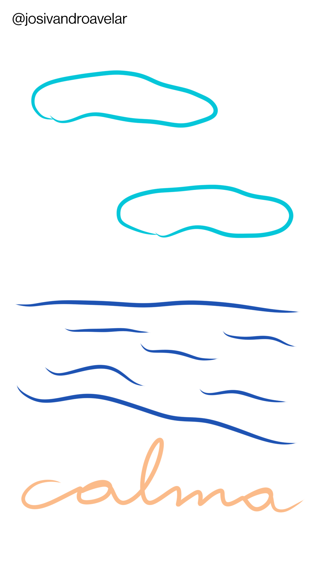 Calma em tom de areia, nas ondas do mar, em tons de azul, assim como a nuvem...
