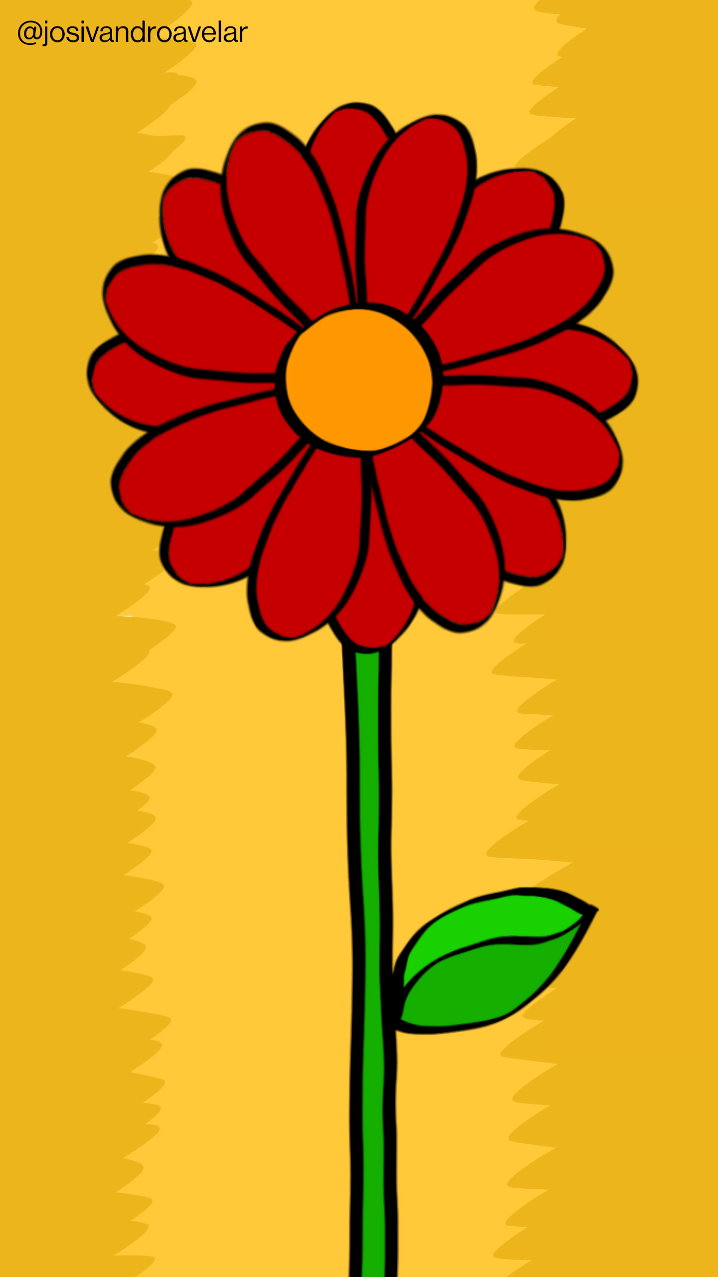 Artes digitais: flor de cores fortes 1 Flor de cores fortes, com pétalas em tom de vermelho, sobre fundo em tons de amarelo forte.