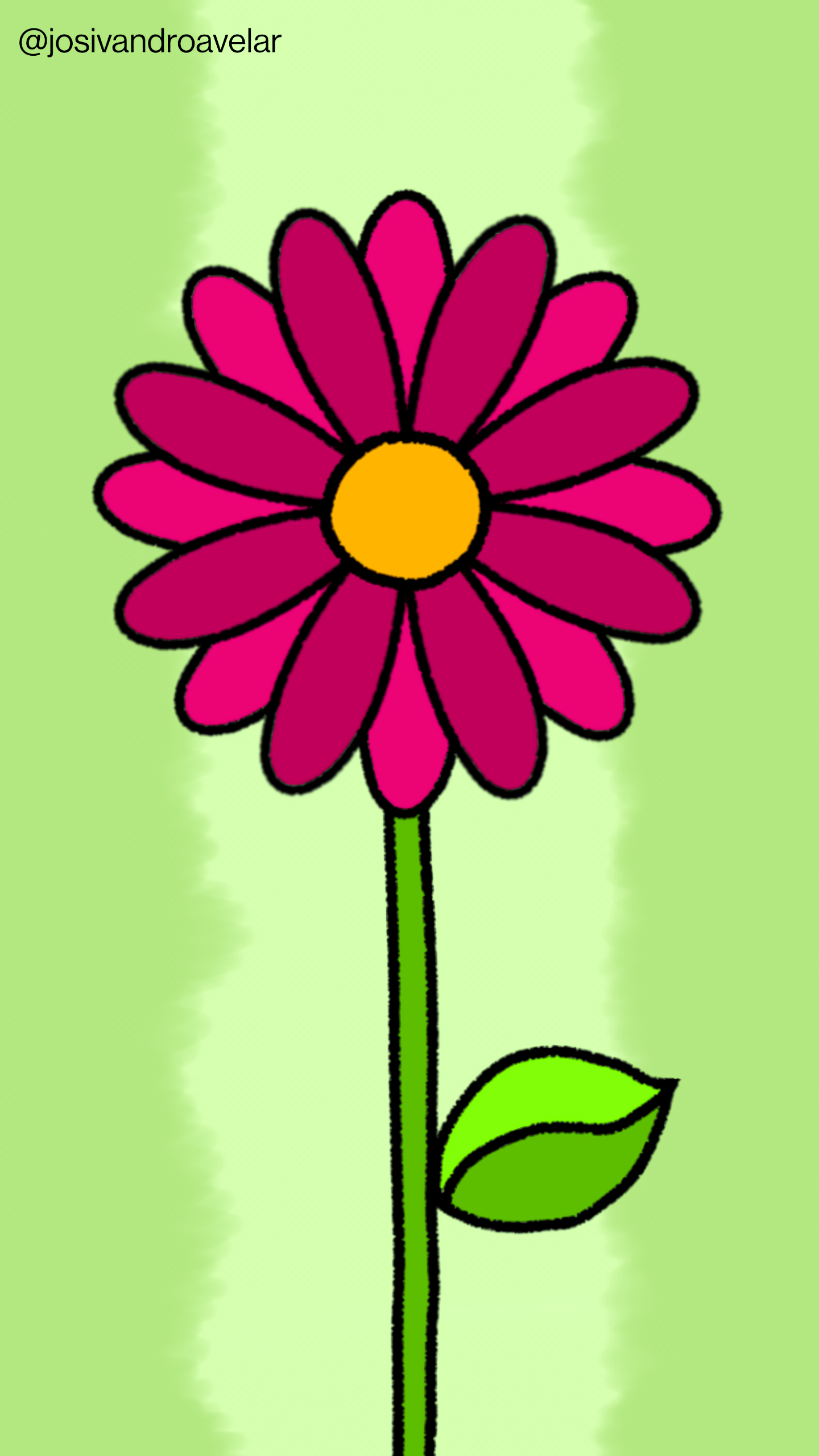Artes digitais: colorido natural 1 Flor com pétalas em tons de magenta e rosa escuro, sobre um fundo em tons de verde pastel, representando o colorido natural.