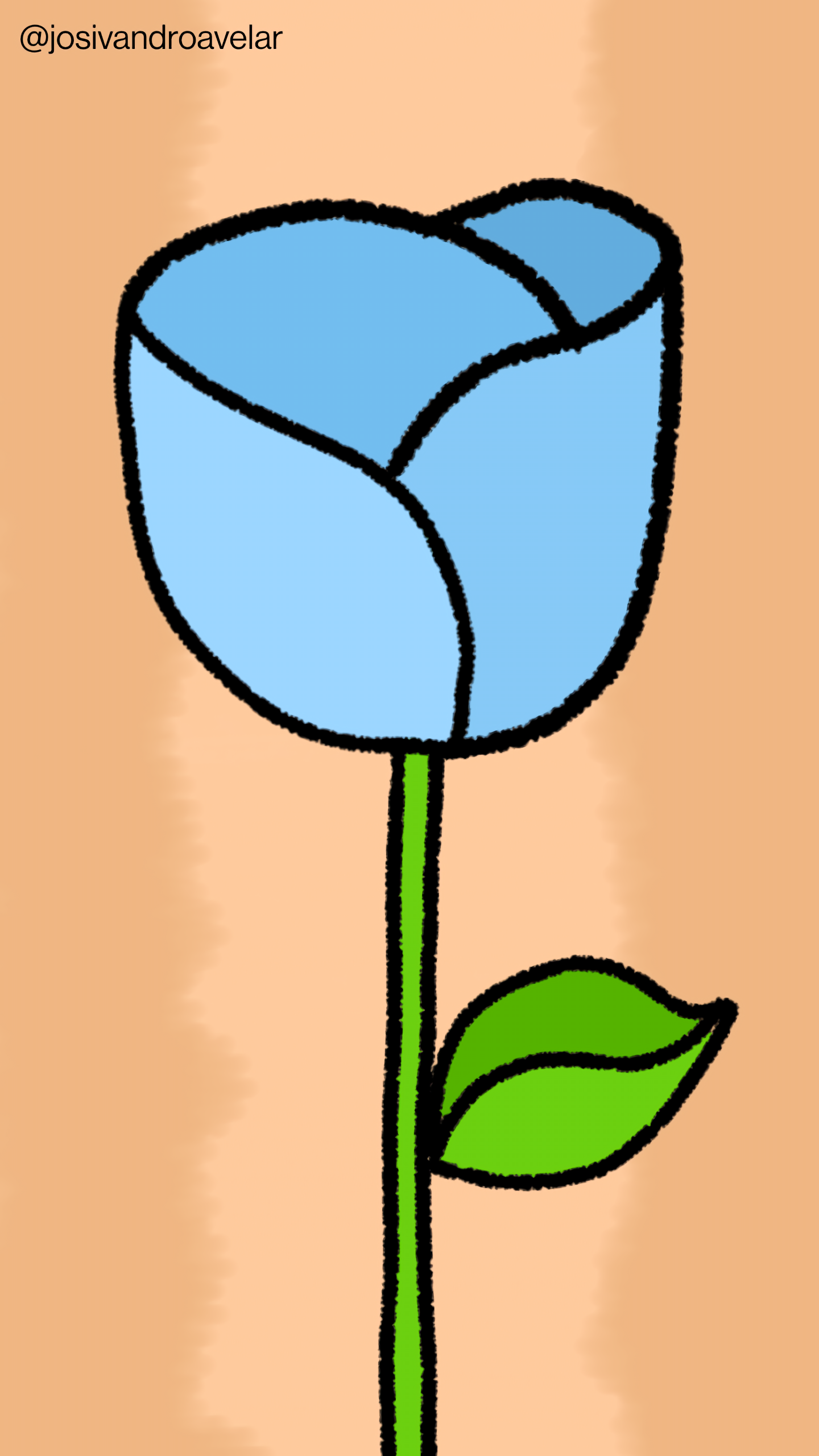 Artes digitais: delicadeza azul 1 Rosa com pétalas em tons de azul claro, sobre um fundo em tons de bege, representando a delicadeza azul.