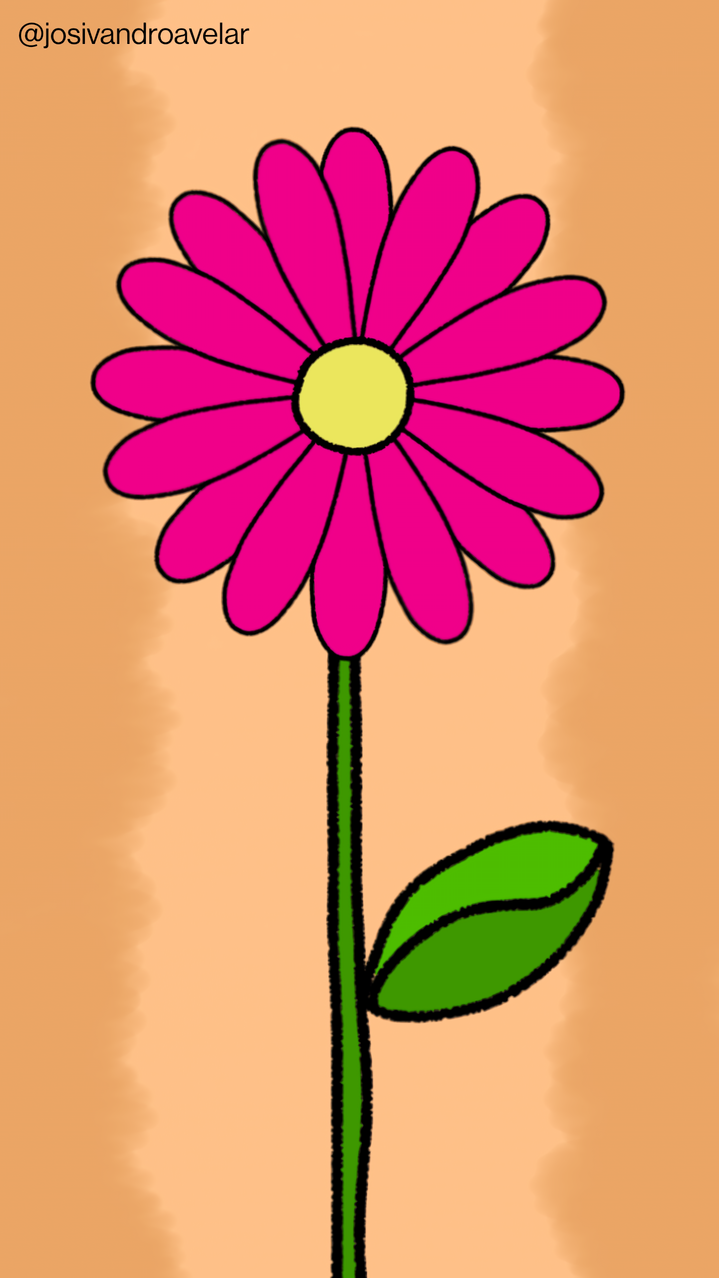 Para lembrar que eu sou forte, fiz esta flor com pétalas em tons de magenta, sob um fundo em tons de bege.