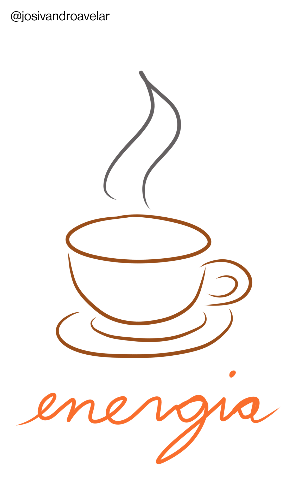 Artes que falam: energia 1 Silhueta de uma xícara de café com fumaça saindo, com energia no topo.