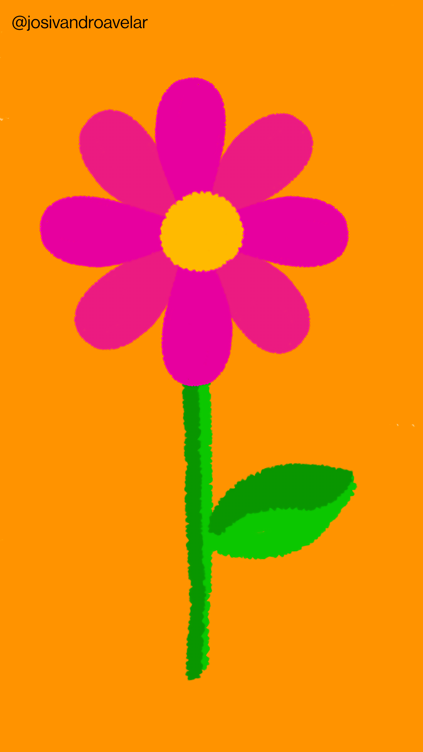 Artes digitais: flor em aquarela 1 Flor em aquarela, desenhada com pétalas em tons de magenta, sobre fundo em tons de laranja.
